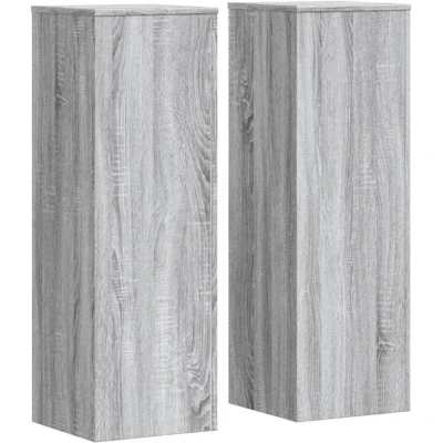 Image of vidaXL Plant Stands 2 pcs Grey Sonoma 33x33x100 cm Engineered Wood