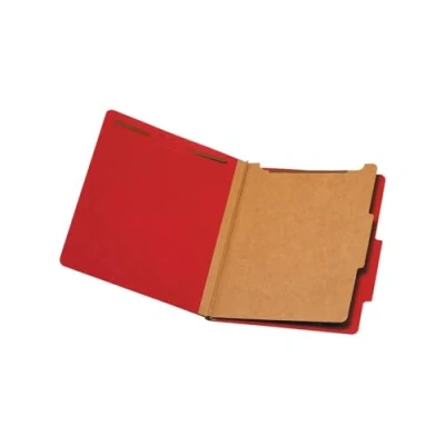 Image of Pendaflex® Classification Folders, Standard, 1 Divider, Embedded Fasteners, 2/5 Cut Tab, Bright Red, Letter, 10/BX (23731)