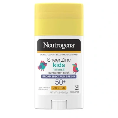 Image of Neutrogena Sheer Zinc Oxide Kids Mineral Sunscreen Stick, Broad Spectrum SPF 50+ &amp; UVA/UVB Protection Water Resistant with Residue Free, No Mess Application, Oil Paraben oz