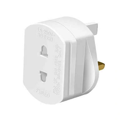 Image of UK 2 Pin To 3 1A Fuse Adaptor Plug for Shaver/Toothbrush White