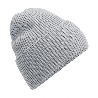 Image of Beechfield Engineered Crown Oversized Cuffed Beanie Light Grey