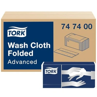Image of Tork Wash Cloth Advanced Soft Flannel White Disposable Rag, 20 x 120 Cloths (25x19 cm)
