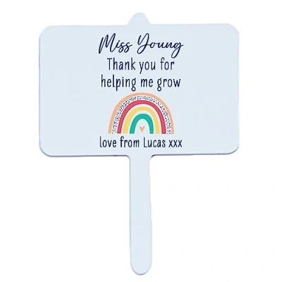 Image of Personalised Helping Me Grow Teacher Metal Plant Marker Gift Tag Label End of Term Thank You