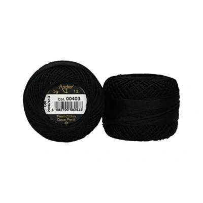 Image of Anchor 4596012 00403 Embroidery Thread, 100% Cotton, 403, Thickness 12, 56 m