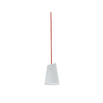Image of Ermes Glass Ceiling Pendant, Chrome, Opal, Red, E27