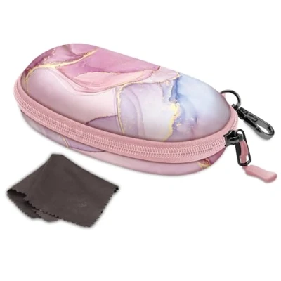 Image of FINTIE Large Sunglasses Case for Men and Women Hard Shell Shockproof Sport Glasses Zipper Spectacle Cases with Clip