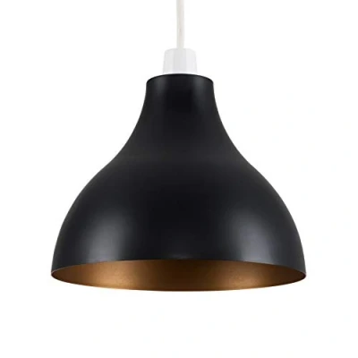 Image of MiniSun Retro Style Black and Gold Metal Ceiling Pendant Light Shade