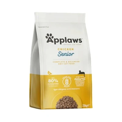 Image of Applaws Complete Natural and Grain Free Dry Cat Food, Chicken for Senior Cats, 7.5 kg Bag
