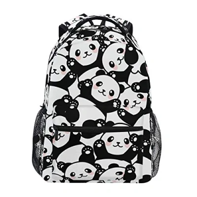Image of JUMBEAR Panda Travel Backpack Laptop Middle School Students Canvas Kids Bookbag Lightweight Fashion Business Waterproof Shoulder Daypack for Womens Mens Boys Girls