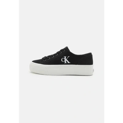 Image of Calvin Klein Jeans Flatform Trainers, Women&#039;s, Size: 7.5, Black/bright white Textile
