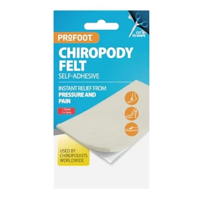 Image of PROFOOT Chiropody Felt Self Adhesive Padding for Foot Pain Instant Relief from Pressure Gentle on Skin Ideal Blisters, Bunions, Calluses &amp; Discomfort Pack of 2