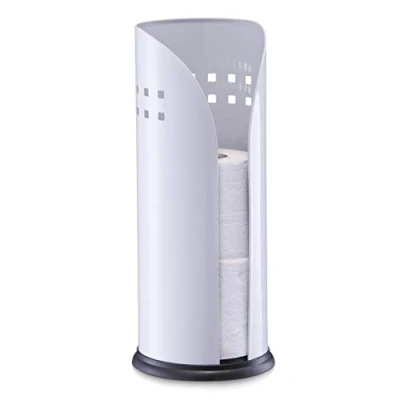 Image of Zeller Modern Metal Toilet Roll Holder, White Holds up to 3 Rolls