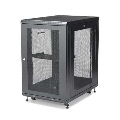 Image of StarTech.com 4 Post 18U Server Rack Cabinet, 19&quot; Data Cabinet for IT / Network Equipment, with Adjustable Mounting Rails