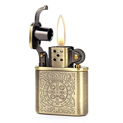 Image of Bronzy Carved Constantine Antique Style Lift Arm Kerosene Petrol Lighter