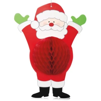 Image of Unique Party 63545 35cm Hanging Honeycomb Santa Christmas Decoration