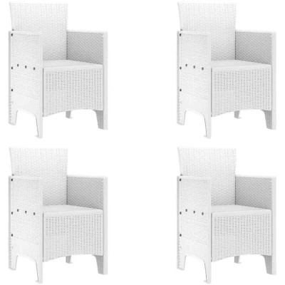 Image of vidaXL Garden Chairs 4 pcs White Poly Rattan