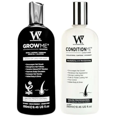 Image of Hair Growth Shampoo &amp; Conditioner by Watermans UK Biotin, Argan Oil, Allantoin, Rosemary, Niacinamide, Lupin. Male Female Loss Products