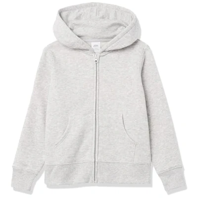 Image of Amazon Essentials Girls&#039; Fleece Zip Up Hoodie Sweatshirt, Light Grey Heather, 8 Years