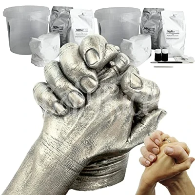 Image of BabyRice 3D Hand Casting Kits Couple Including Champagne Paint Finish Makes 2 x Casts Anniversary Present for Lovely Wedding Gift Engagement Gifts Couples