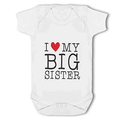 Image of BWW Print I love my Big Sister cute heart Baby Vest, New Born, Girl or Boy, Born to 24mth