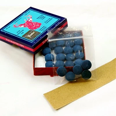 Image of 5 X 13mm Tweeten ELKMASTER Leather Snooker Pool Cue Tips FREE Sandpaper