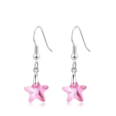 Image of Philip Jones Sterling Silver Light Rose Star Earrings Created with Zircondia® Crystals