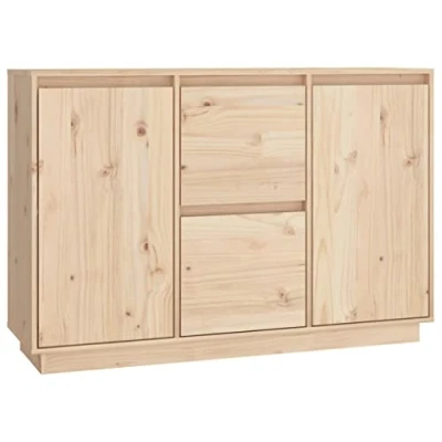 Image of vidaXL Solid Pine Sideboard/Wooden Side Cabinet Brown 111x34x75 cm Ample Storage for Living Room/Home Organizer