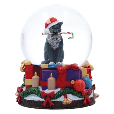Image of Nemesis Now Krampuss Snow Globe, Resin/Glass Lisa Parker Merchandise, Artwork, Cat With Candy Cane Cast in the Finest Resin, Expertly Hand Painted