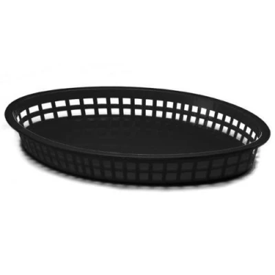 Image of 6X Fast Food Polypropylene Texas Baskets, Black, 32.5x24x4cm, Burger, Chips, Hotdogs