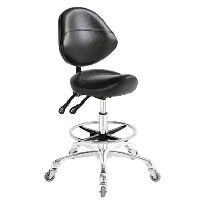 Image of Nazalus Saddle Stool Chair with Back Support Footrest, Heavy Duty(350LBS), Hydraulic Rolling Swivel Adjustable for Salon Spa Beauty Massage Dental Clinic Home Office Use