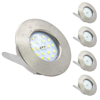 Image of Wondlumi 4X 5W Ultra Slim LED Recessed Ceiling Lights Cool White, IP44 Bathroom Spotlights Downlights Brushed Chrome for Kitchen 240V 500LM Non Dimmable