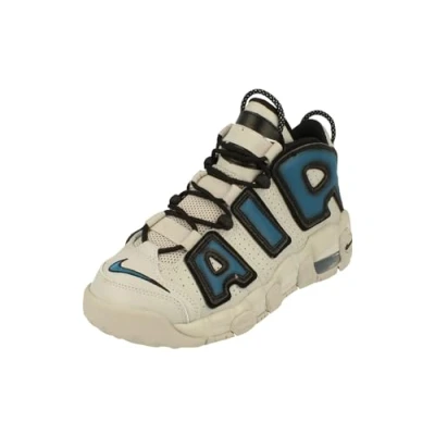 Image of NIKE Air More Uptempo GS Great School Trainers Sneakers Fashion Shoes FJ1387 (Light Iron Ore/Iron Grey/Black/Industrial Blue 001) Size UK5 (EU38)
