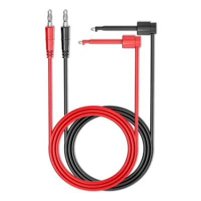 Image of Cleqee 2PCS 4mm Banana Plug to Test Hook Clips Leads Copper Soft Cable Wires for Multimeter Electrical Testing 500V 5A