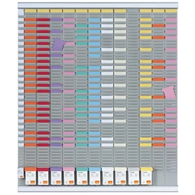Image of Nobo T Card Yearly Planner/Calendar Board (French Language) 13 Columns, 54 Slots 96 Haut. x 80 Larg.cm White