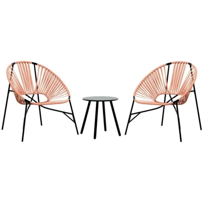 Image of vidaXL Garden Chair Set 3 pcs Black and Orange Poly Rattan