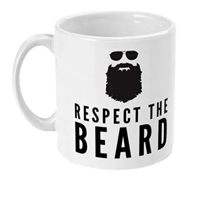 Image of Respect The Beard Mug Funny Novelty Gift for Men 11oz Birthday Present Christmas dad Boyfriend Brother Son