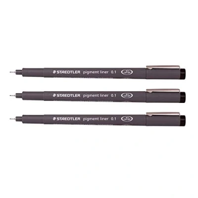 Image of Staedtler 0.1 mm Pigment Liner Fineliner Sketching Drawing Drafting Pens Pack of 3