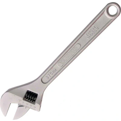 Image of Yamoto Adjustable Spanner, Chrome Vanadium Steel, 15in./380mm Length, 44mm Jaw Capacity