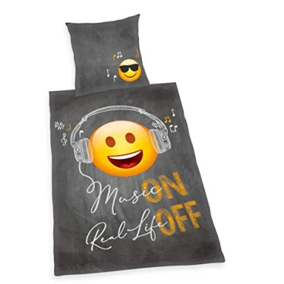 Image of Herding EMOT!X Bedding Set, Reversible Motif, Duvet Cover 160 x 210 cm, Pillow Case 65 100 Cotton/Renforcé