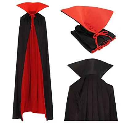 Image of papapanda Vampire Cape Adults Cloak Stand Collar Black Red 170cm