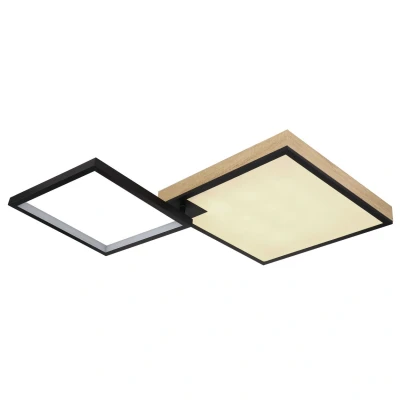 Image of Jacky 86x55cm Integrated LED Semi Flush Ceiling Light Matt Black 2x Dimmable 2700 6500K Remote Control
