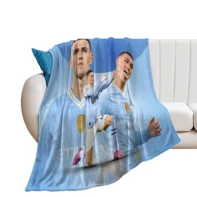 Image of XSQING Phil Foden Soccer Player Poster Famous Fleece Blanket All Season Use Cozy Plush Lightweight Flannel Throw Blankets for Couch Sofa Bed 30&quot;x40&quot;