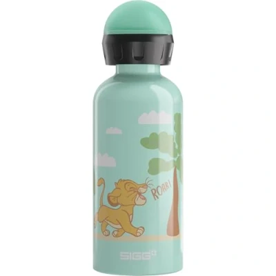 Image of Sigg Kids Aluminum Water Bottle Disney Simba Roar Waterproof &amp; Lightweight BPA Free CO2 Neutral Certified Light Green 0.4L