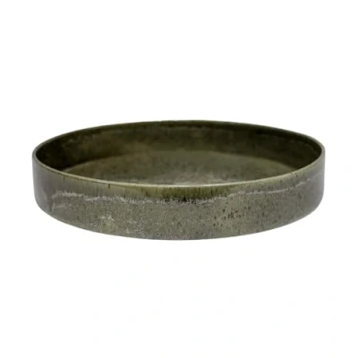 Image of Ivyline Bowen Candle Plate in Moss Modern Table Centrepiece Stylish Dish Durable Home Decoration H5 x D29 cm