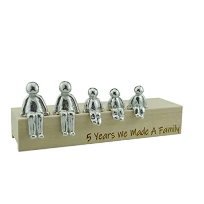 Image of Pirantin 5th Anniversary Idea 5 Years We Made A Family Metal Ornament Choose Your Combination Box &amp; Woodgrain May Vary(3 Children)