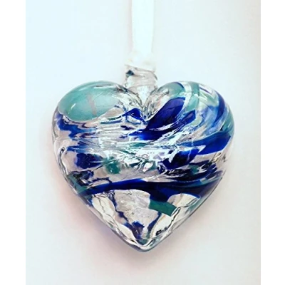 Image of Milford Collection Glass Friendship Heart Small Aquamarine
