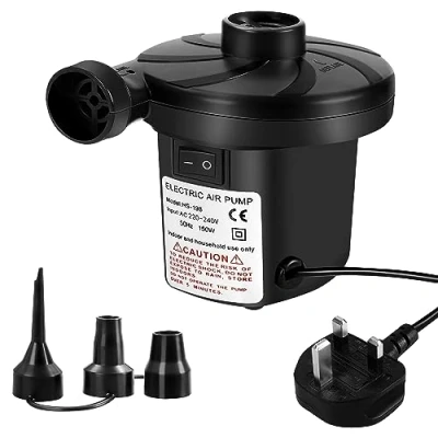 Image of ASAB Electric Air Pump for Inflatables AC High Power 6V 150W Lightweight with 3 Adaptors Easy Inflate and Deflate Bed Mattress Paddling Pool Toys Sofa Inflatable Boats