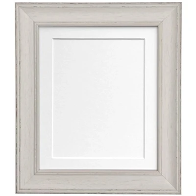 Image of FRAMES BY POST Scandi Vintage Distressed Ivory Grey Picture Photo Frame with White Mount 40 x 50 cm For Image size A3