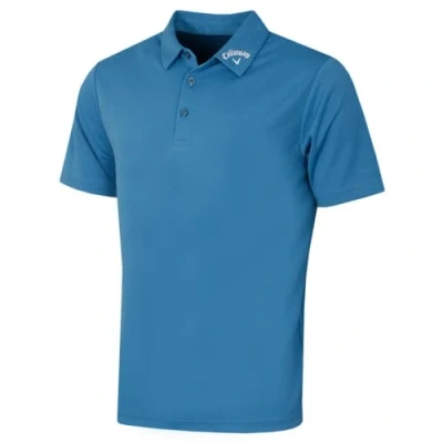 Image of Callaway Golf Mens Ace Micro Texture Polo Shirt Vallarta Blue M