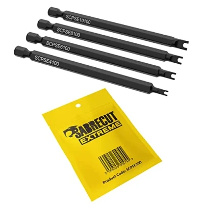 Image of 4 x SabreCut SCPSE100 Spanner Snake Eye Pigs Nose Security Screwdriver Bits Sizes: 6 8 10 100mm (Length)
